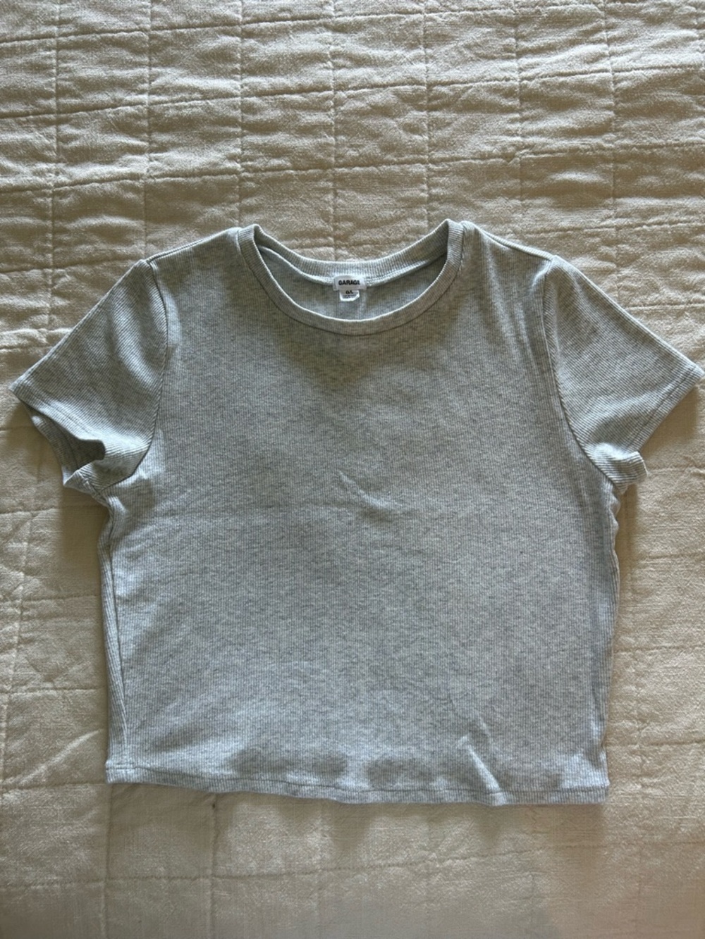 Garage Light Gray Ribbed Crop Tee